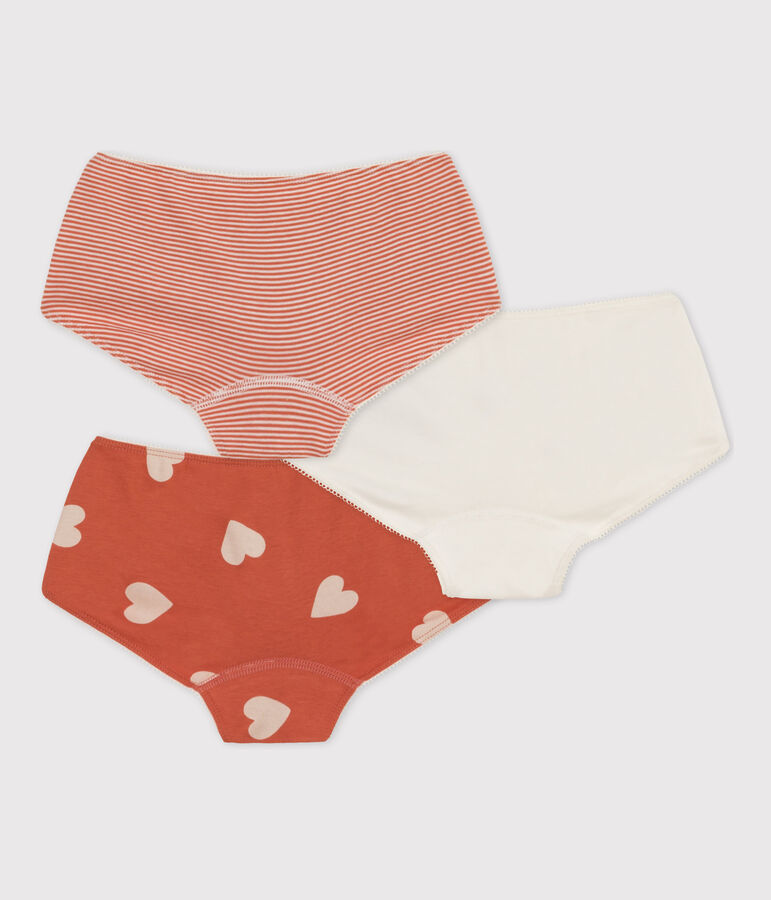 Juego de 3 culottes de algod&oacute;n con coraz&oacute;n de ni&ntilde;a multicolor