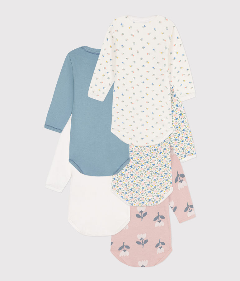 Juego de 5 bodis de algod&oacute;n de manga larga con flores variante 1