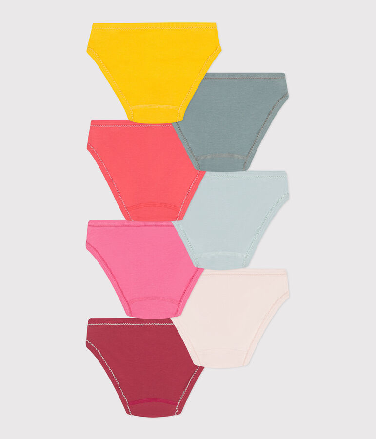 Juego de 7 braguitas infantiles de algod&oacute;n lisas multicolor