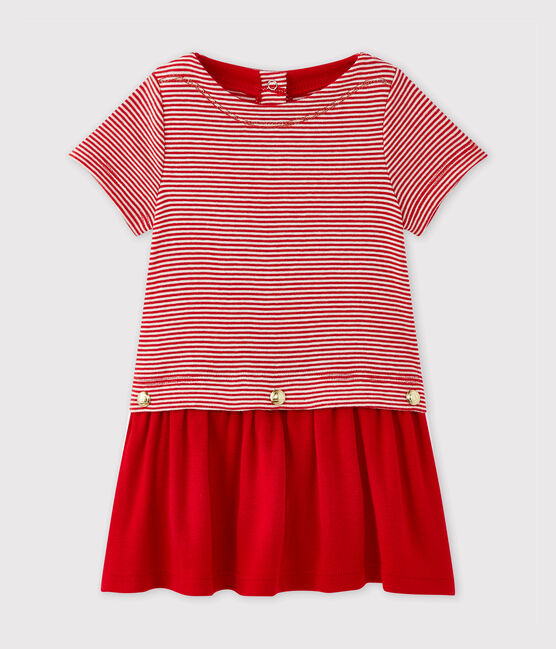 Vestido bebé niña milrayas rojo TERKUIT/blanco MARSHMALLOW