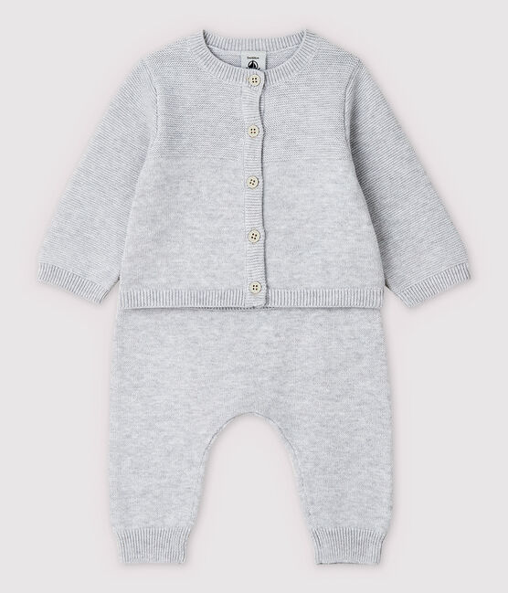 Conjunto de 2 prendas grises de bebé en punto de algodón ecológico gris POUSSIERE CHINE