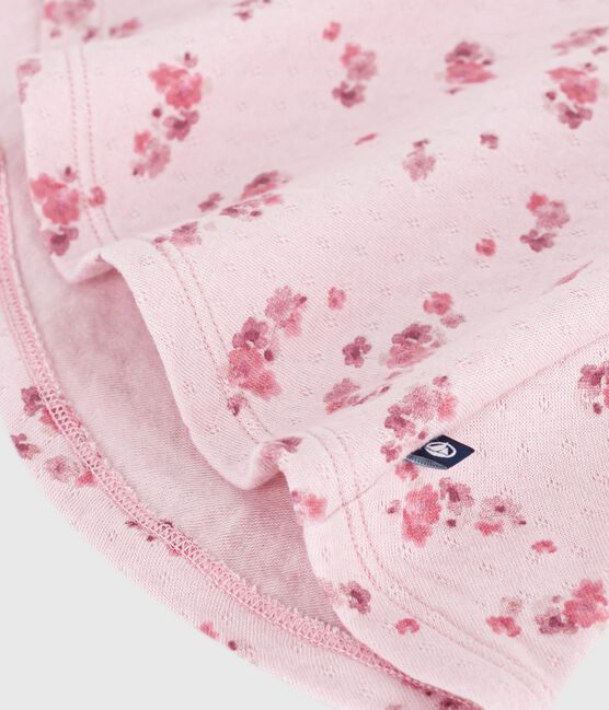 Vestido de algodón de manga larga con estampado de flores para bebé rosa JOLI/blanco MULTICO