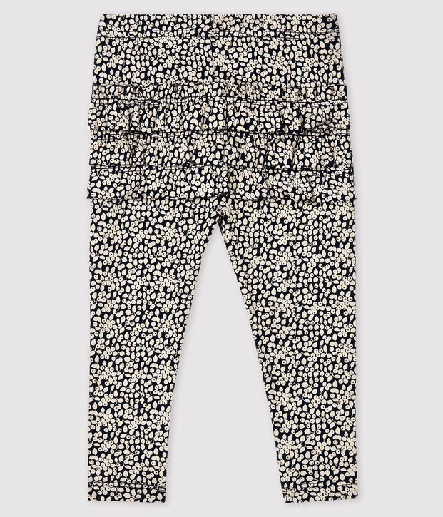 Leggings estampados para beb&eacute; ni&ntilde;a azul/blanco