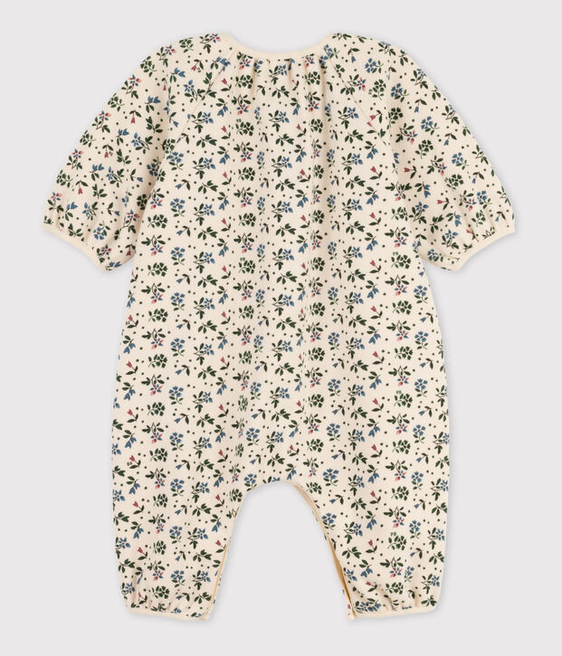 Mono largo estampado de algod&oacute;n de beb&eacute; crudo/multicolor