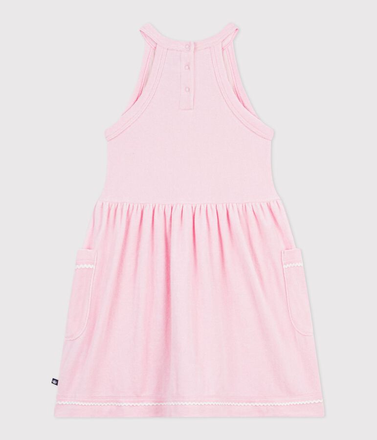 Vestido infantil liso de algod&oacute;n sin mangas rosa