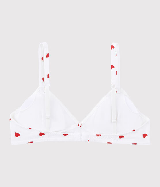 Sujetador con relleno de corazón rojo de algodón ecológico y elastano de chica blanco MARSHMALLOW/rojo PEPS