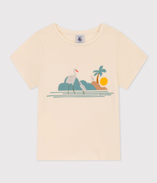 Camiseta estampada de algod&oacute;n para ni&ntilde;a crudo/multicolor