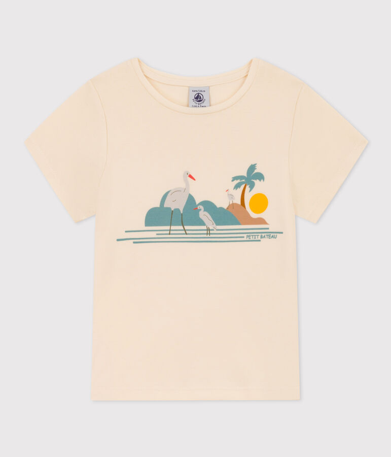 Camiseta estampada de algod&oacute;n para ni&ntilde;a crudo/multicolor