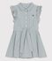 Vestido sin mangas de tejido milrayas orgánico para niña azul BRUT/blanco MARSHMALLOW