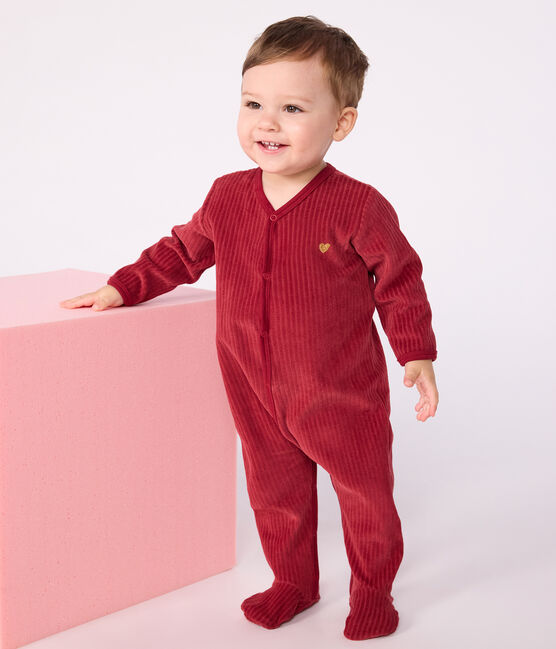 Pijama de terciopelo liso para bebé rojo TERKUIT