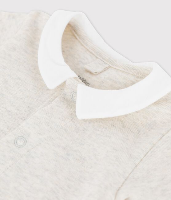 Bodi con cuello y manga corta de algodón ecológico para bebé beige MONTELIMAR CHINE