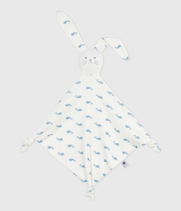 Doudou de algod&oacute;n con estampado de ballena para beb&eacute; blanco/azul