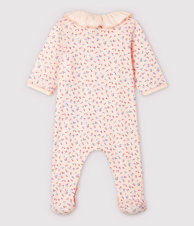 Pijama enterizo rosa con cuello de beb&eacute; de algod&oacute;n ecol&oacute;gico rosa/multicolor
