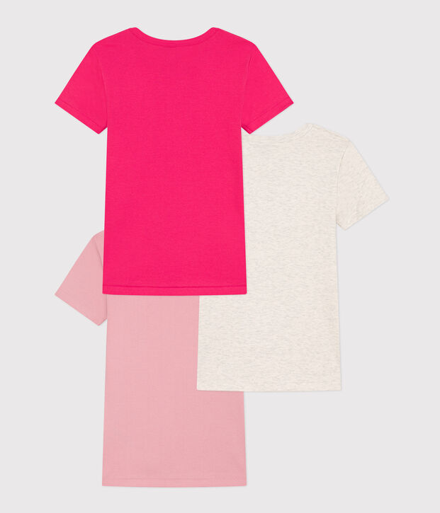Juego de 3 camisetas de manga corta de algod&oacute;n para ni&ntilde;a multicolor