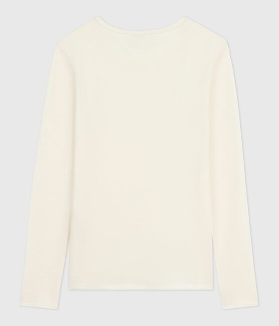 Camiseta de manga larga de lana y algodón para mujer gris ECRU