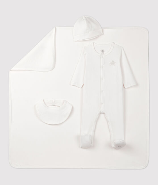 Estuche de regalo de recién nacido blanco de bebé de algodón ecológico variante 1