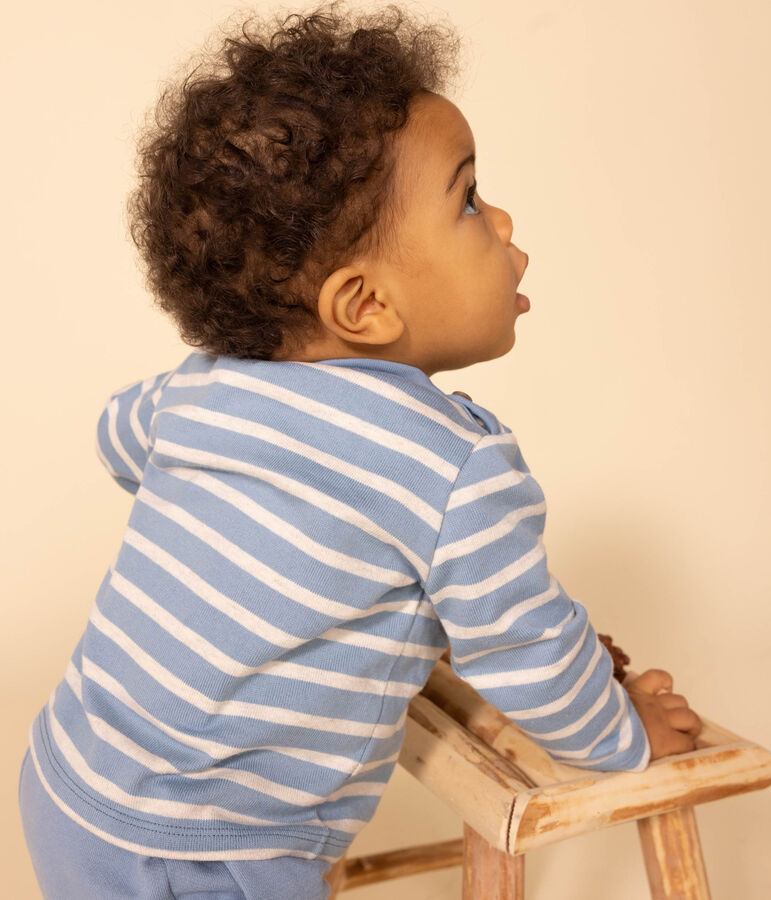 Marinera de punto grueso para beb&eacute; azul/beige