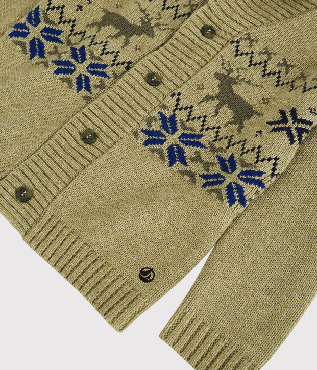 C&aacute;rdigan de lana y algod&oacute;n de ni&ntilde;o beige/multicolor