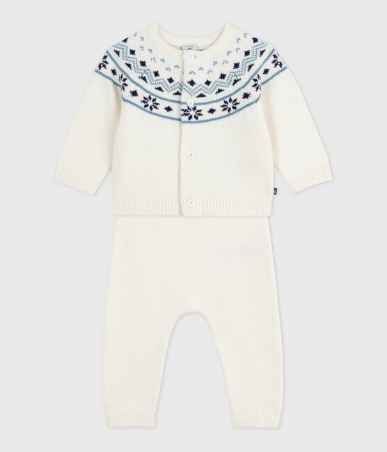 Conjunto de 2 piezas con cárdigan de jarcquard tricotado para bebé azul MARSHMALLOW/ SOIR