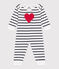 Pijama de algodón con corazón y abertura sin botones de presión para bebé blanco MARSHMALLOW/azul SMOKING