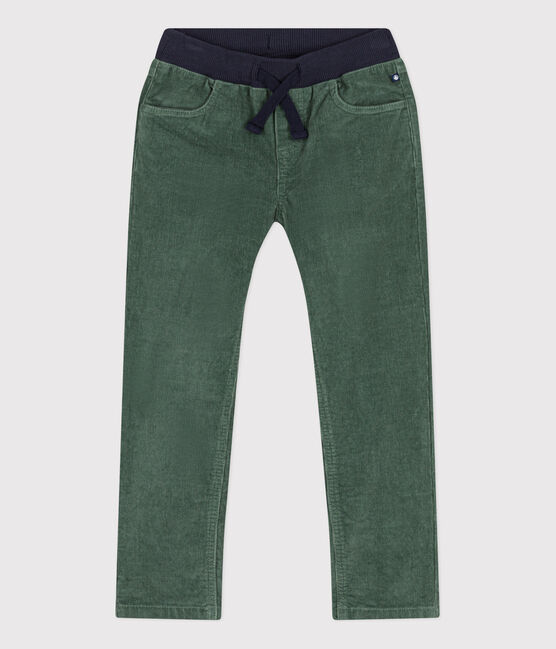 Pantalón recto de terciopelo medio de niña / niño verde VALLEE