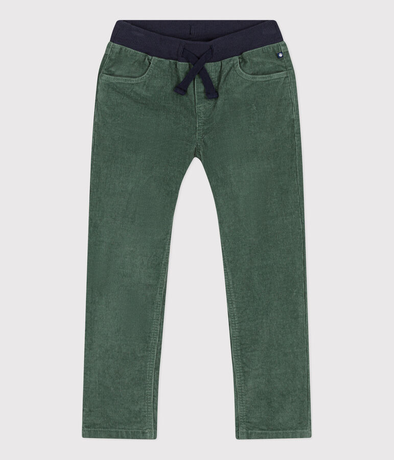 Pantal&oacute;n recto de terciopelo medio de ni&ntilde;a / ni&ntilde;o verde