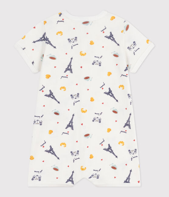 Mono corto de algodón con cuello y estampado de París para bebé blanco MARSHMALLOW/blanco MULTICO