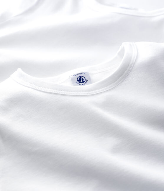 Lote de 2 camisetas de manga corta blancas de niño variante 1