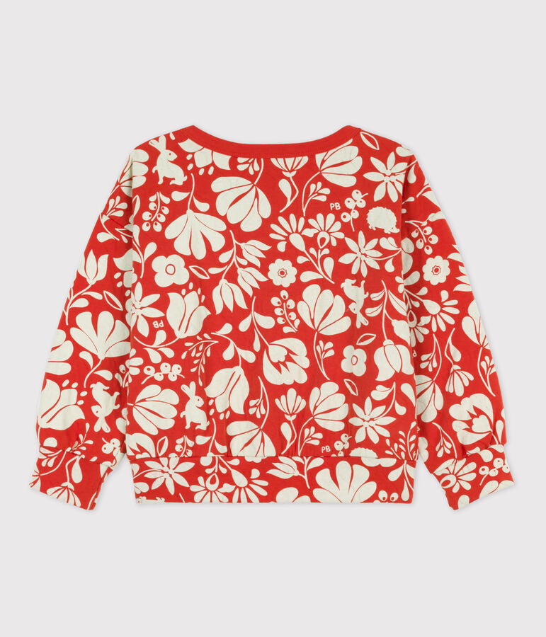 Sudadera estampada de tejido t&uacute;bico acolchado de ni&ntilde;a naranja/crudo