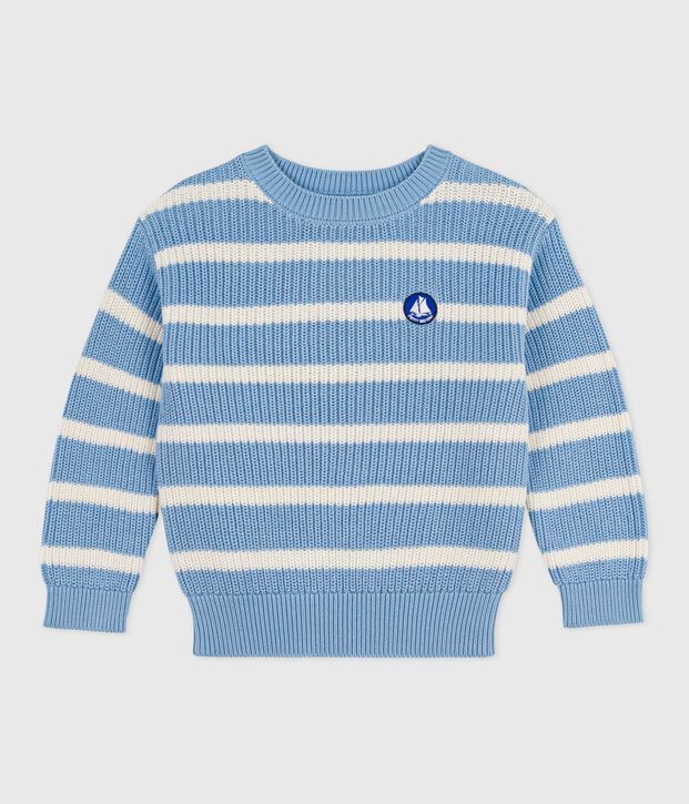 Jersey infantil de punto tricotado azul/crudo