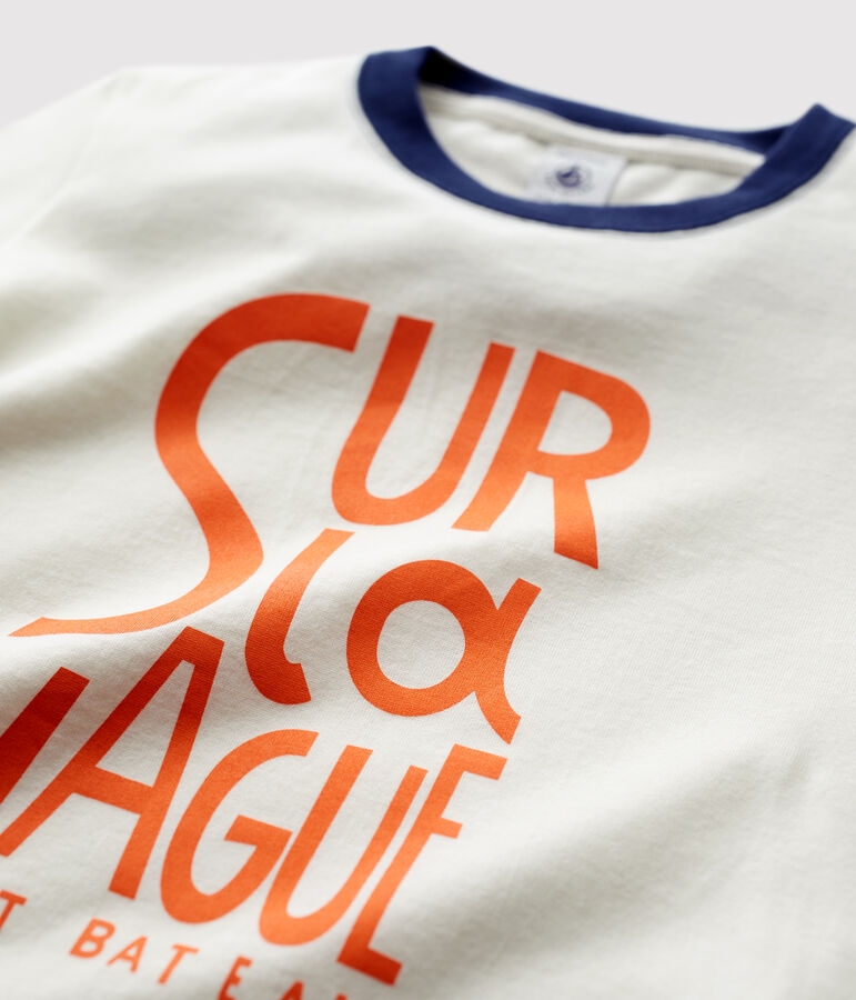 Camiseta de manga corta de algod&oacute;n de ni&ntilde;o blanco