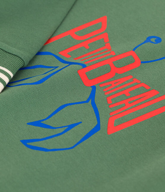 Sudadera infantil unisex de algodón con estampado verde PALMERAIE