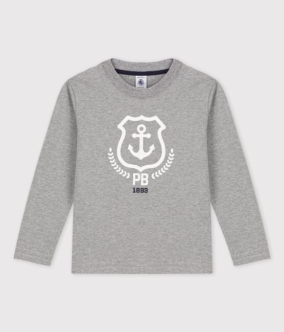 Camiseta de algodón de manga larga para niño gris SUBWAY CHINE
