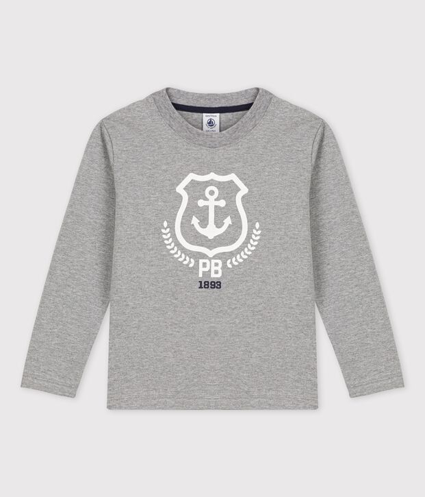 Camiseta de algod&oacute;n de manga larga para ni&ntilde;o gris