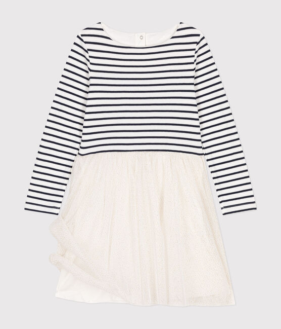 Vestido de túbico y tul para niña blanco MARSHMALLOW/blanco MULTICO