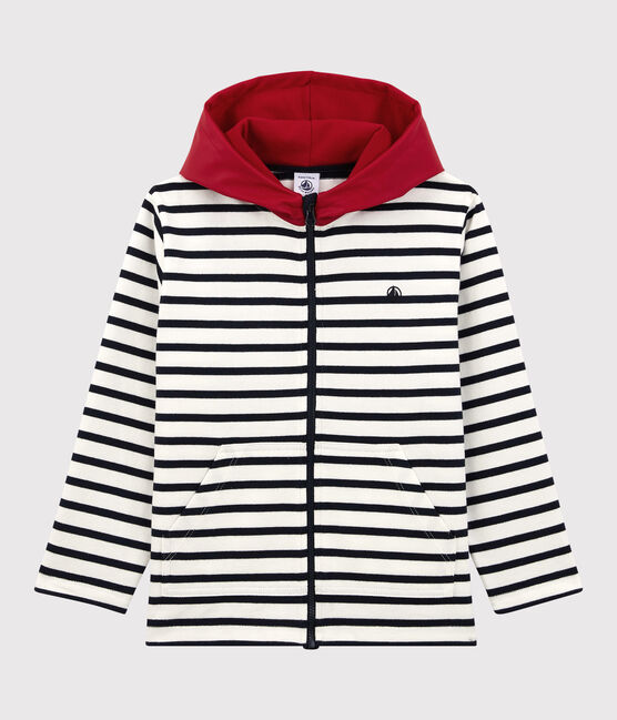 Sudadera de algodón con capucha infantil unisex blanco MARSHMALLOW/azul SMOKING