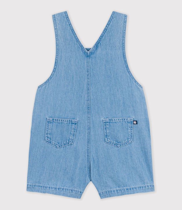 Peto corto de tejido denim ligero para beb&eacute; azul