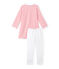 Chemise de nuit fille à rayure marinière et son legging blanco ECUME/rojo CARMEN