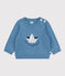 Jersey de lana y algodón con estampado de barco para bebé azul ADRIATIC/ MULTICO