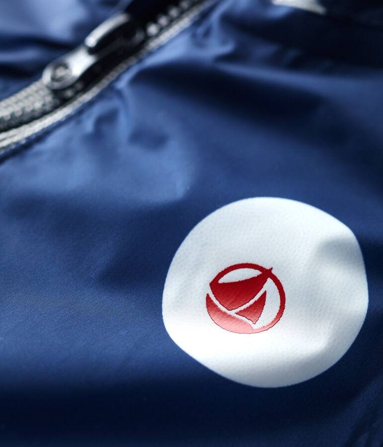 Cortavientos c&aacute;lido de poli&eacute;ster reciclado para beb&eacute; azul/blanco