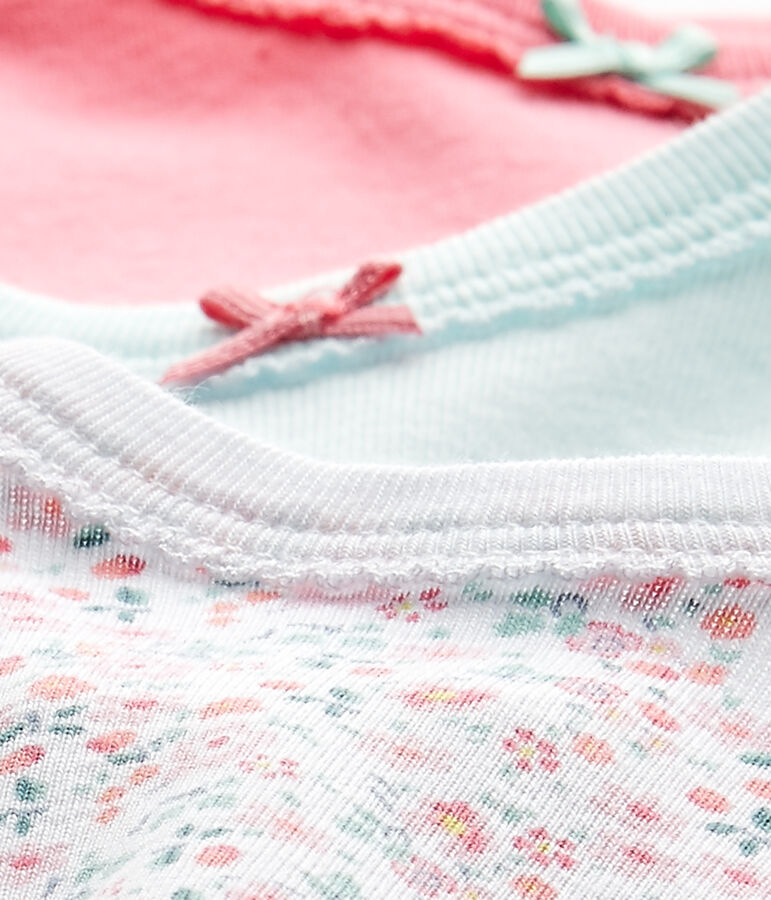 Lote de 3 bodies de manga corta para beb&eacute; ni&ntilde;a blanco