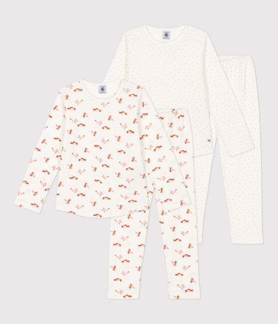Juego de 2 pijamas de algodón con corazones para niña variante 1