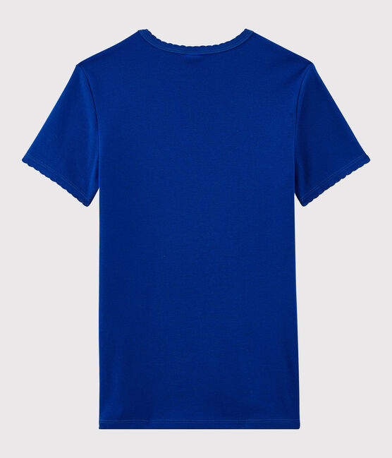 Camiseta de cuello redondo emblemática de algodón de mujer azul SURF