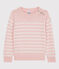 Jersey de lana y algodón para niña rosa MINOIS/blanco MARSHMALLOW