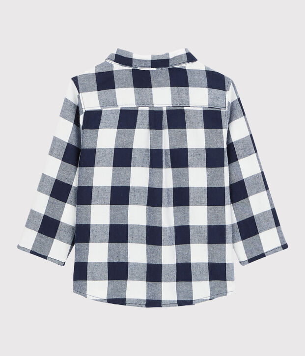 Camisa de algod&oacute;n de beb&eacute;. azul/blanco