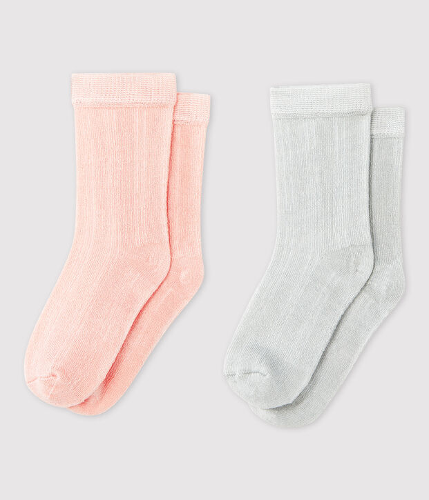 Lote de 2 pares de calcetines de rayas de beb&eacute; ni&ntilde;a multicolor