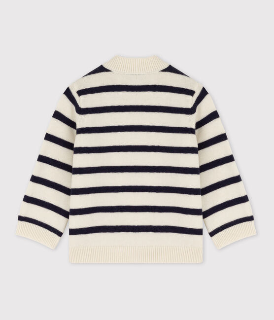 Jersey de lana y algodón con rayas marineras para bebé blanco MARSHMALLOW/azul SMOKING