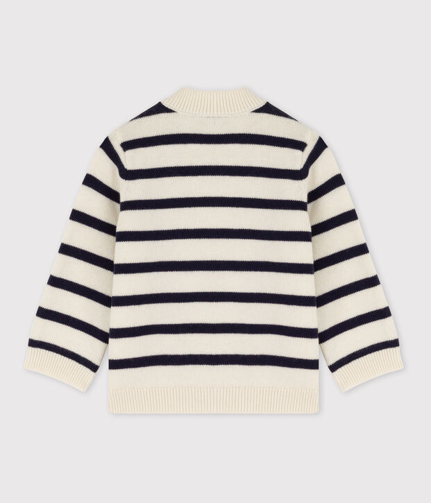 Jersey de lana y algod&oacute;n con rayas marineras para beb&eacute; blanco/azul