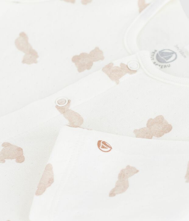 Pijama de t&uacute;bico estampado para beb&eacute; blanco/BRUN