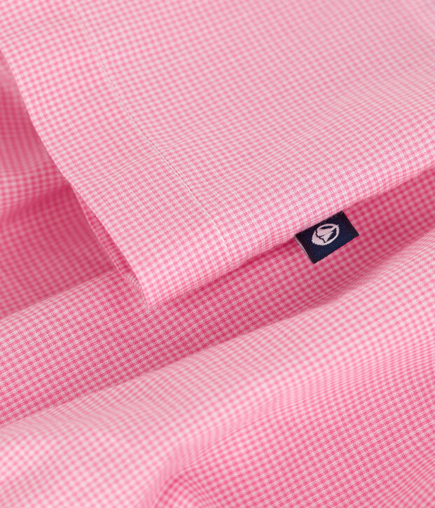 Vestido de algod&oacute;n ligero sin mangas y pololo con estampado vichy para beb&eacute; blanco/rosa